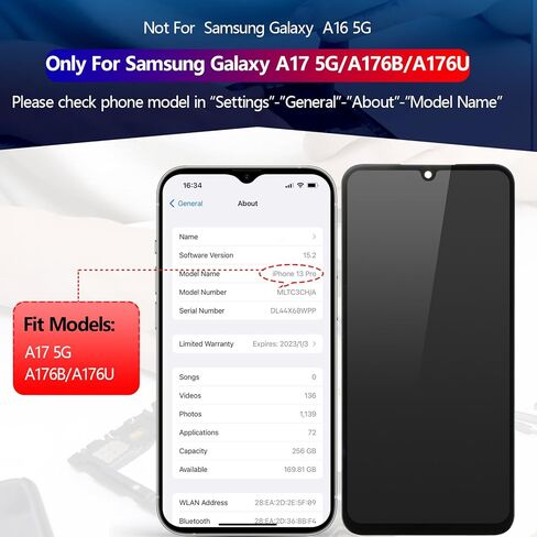 Display for Samsung Galaxy A17 5G Screen Replacement for Samsung Galaxy A17 5G A176B A176U LCD Touch Screen Digitizer Assembly with Tools (Incell with Frame in Saudi Arabia