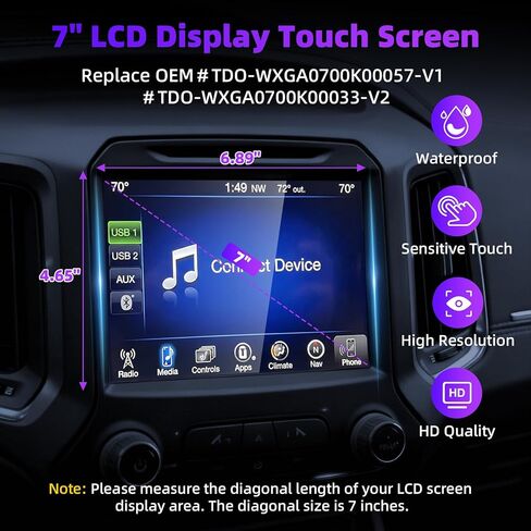 7" Uconnect Touch Screen Digitizer with Bracket Compatible with Jeep Compass 2017-2020 & Jeep Renegade 2018-2021, Replace TDO-WXGA0700K00033-V2 TDO-WXGA0700K00057-V1-800×480P, 2-Year WTY in Saudi Arabia