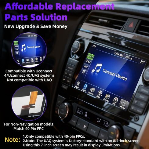 7" Uconnect Touch Screen Digitizer with Bracket Compatible with Jeep Compass 2017-2020 & Jeep Renegade 2018-2021, Replace TDO-WXGA0700K00033-V2 TDO-WXGA0700K00057-V1-800×480P, 2-Year WTY in Saudi Arabia