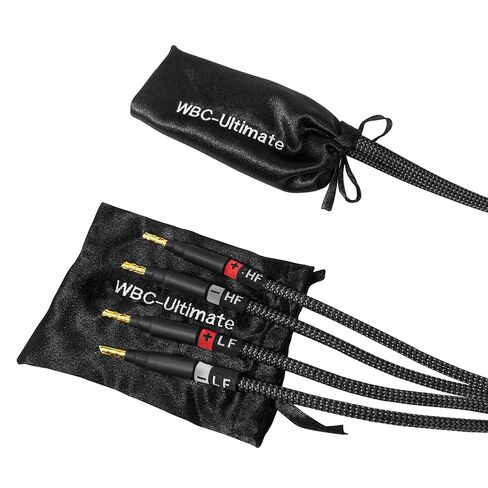 WORLDS BEST CABLES 25 Foot Ultimate - 9 AWG - Ultra-Pure OFC - Premium Audiophile HiFi Bi-Wire Speaker Cable Pair with Eminence Gold Banana Plugs & Carbon Tweed Jacket in Saudi Arabia