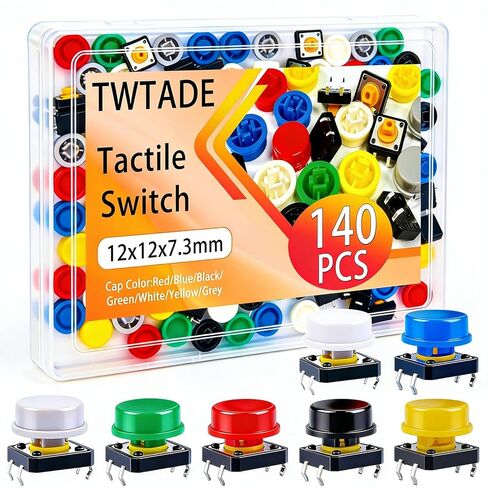 TWTADE 260pcs Micro Momentary Tact Switch Tactile Push Button Switch 26 Values 4 pin/3 pin/2 pin Assortment Kit QC-26V in Kuwait