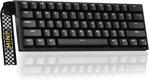 لوحة مفاتيح الألعاب اللاسلكية Aula MINI60 HE بنسبة 60%، لوحة مفاتيح مغناطيسية ذات تأثير سريع، استقصاء 8000 هرتز، وضع ثلاثي (BT5.0/2.4 جيجا هرتز/USB-C)، لوحة مفاتيح ميكانيكية مدمجة قابلة للتبديل السريع للاعبين (أسود) in Saudi Arabia