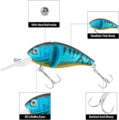 Lifelike Fishing Lures, Segmented Swimbait Jointed Fishing Hard Bait, Swimbait for Bass, Crankbait Hard Baits for Bass Trout Crappie Walleye Pike Salmon Freshwater and Saltwater in Saudi Arabia