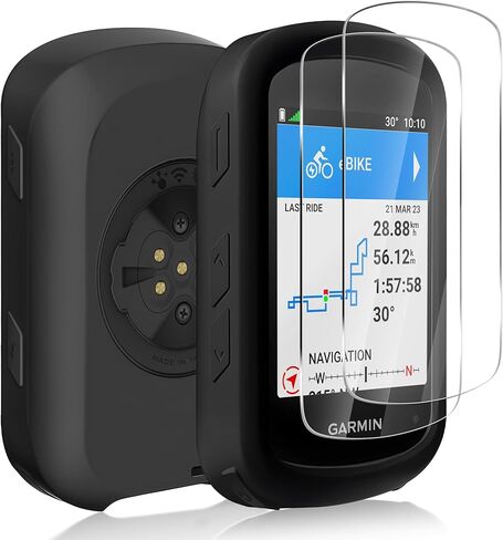 حافظة من السيليكون متوافقة مع حافظة Garmin Edge 540/540 Solar / 840/840 Solar + 2 واقي شاشة من الزجاج المقسى، غطاء سيليكون ناعم حماية شاملة ضد الصدمات in Kuwait
