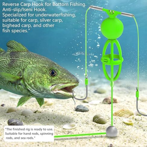 Soulchen 6 Pcs Bait Cage Double Hook Carp Fishing Bait Rig Sharp Rust-Proof Double Hook for Carp Bottom Fishing & Current Waters in Saudi Arabia
