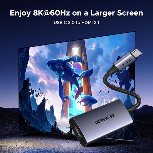 UGREEN USB C to HDMI Adapter Cable 8K@60Hz 4K@240Hz Aluminum Unidirectional Type C Thunderbolt 4/3 Converter Male to Female Compatible with iPhone 17 Pro Max, Galaxy S26, iPad, MacBook Pro/Air, XPS in Saudi Arabia