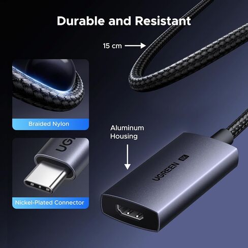 UGREEN USB C to HDMI Adapter Cable 8K@60Hz 4K@240Hz Aluminum Unidirectional Type C Thunderbolt 4/3 Converter Male to Female Compatible with iPhone 17 Pro Max, Galaxy S26, iPad, MacBook Pro/Air, XPS in Saudi Arabia