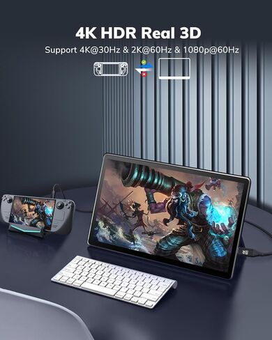 USB C to Mini HDMI Cable 2FT, High Speed 4K Cord 4K@60/2K@120Hz/1080P Nylon Type C to Mini HDMI Uni-Directional Cord for, Portable Monitor, Steam Deck, ROG Ally, Laptop, Mac, iPad Pro, iPhone 17 in Saudi Arabia
