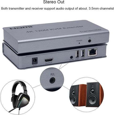 4K HDMI USB KVM Extender Over Cat5e/6 Up to 120M, KVM Extender Support 4K@30HZ, Plug & Play, Support Laptop DVD TV Universal in Saudi Arabia