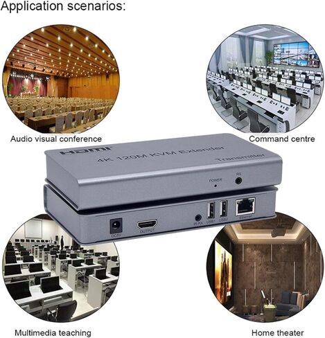 4K HDMI USB KVM Extender Over Cat5e/6 Up to 120M, KVM Extender Support 4K@30HZ, Plug & Play, Support Laptop DVD TV Universal in Saudi Arabia