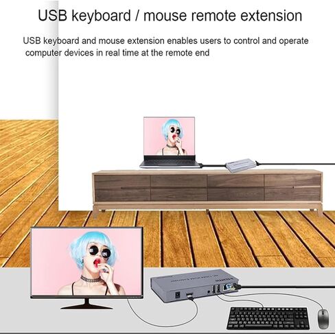 4K HDMI USB KVM Extender Over Cat5e/6 Up to 120M, KVM Extender Support 4K@30HZ, Plug & Play, Support Laptop DVD TV Universal in Saudi Arabia