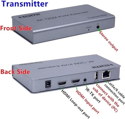 4K HDMI USB KVM Extender Over Cat5e/6 Up to 120M, KVM Extender Support 4K@30HZ, Plug & Play, Support Laptop DVD TV Universal in Saudi Arabia