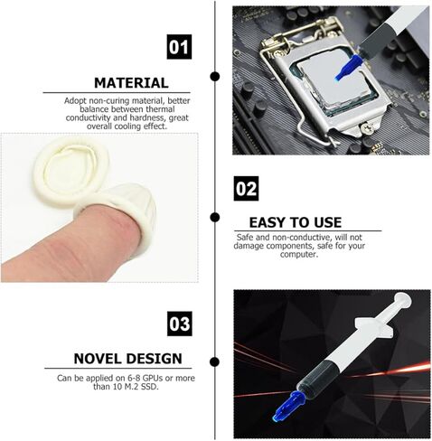 Kisangel Thermal Paste Kit 8w High Conductivity Thermal Compound with Silicone Grease for CPU Gpu Cooling Includes 1 Tube 2 Finger Caps 1 Spatula PC Processor Heatsink Grease in Saudi Arabia