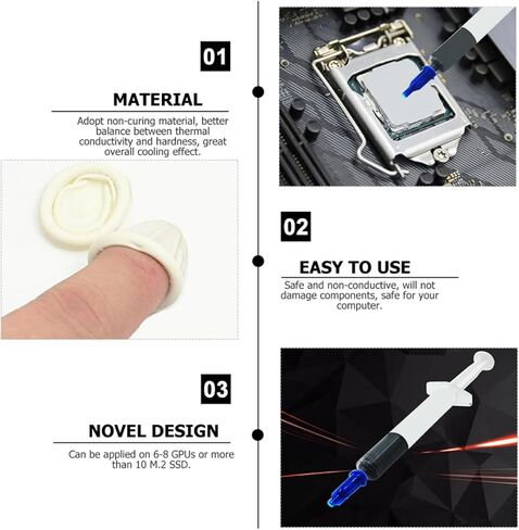 Thermal Paste Kit with 8w High Conductivity Thermal Grease for CPU Gpu Cooling with 1 Syringe 2 Finger Sleeves and 1 Spatula for PC Processor Heat Sink in Saudi Arabia