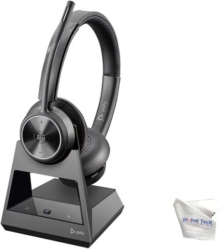 Global Teck Worldwide Poly Savi 7320 Wireless DECT Stereo Headset System, Compatible with RingCentral, 8x8, Zoom, Teams, Vonage, PC/Mac, Microfiber Cloth in Saudi Arabia
