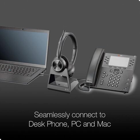 Global Teck Worldwide Poly Savi 7320 Wireless DECT Stereo Headset System, Compatible with RingCentral, 8x8, Zoom, Teams, Vonage, PC/Mac, Microfiber Cloth in Saudi Arabia