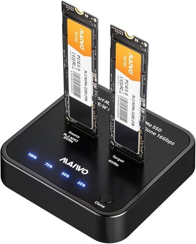 MAIWO NVMe Cloner M.2 Duplicator for PCIe NVMe M-Key SSD, 16Gbps Cloning Speed, Access Two SSDs Simultaneously, Dual Bay Hard Drive Docking Station Reader Copier with UASP, 5V 3A Power Adapter in Saudi Arabia