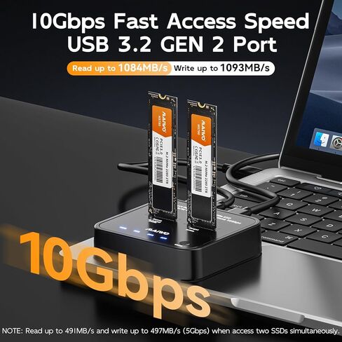 MAIWO NVMe Cloner M.2 Duplicator for PCIe NVMe M-Key SSD, 16Gbps Cloning Speed, Access Two SSDs Simultaneously, Dual Bay Hard Drive Docking Station Reader Copier with UASP, 5V 3A Power Adapter in Saudi Arabia