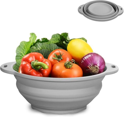 Collapsible Silicone Bowl Large Capacity 2600ml(88floz) - BPA Free, Heat Resistant(-40°F to 400°F), Non-Slip for Family Meals Soup Bowls, Camping & RV Kitchen(Grey) in Saudi Arabia