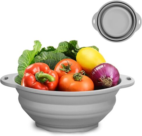 Collapsible Silicone Bowl Large Capacity 2600ml(88floz) - BPA Free, Heat Resistant(-40°F to 400°F), Non-Slip for Family Meals Soup Bowls, Camping & RV Kitchen(Grey) in Saudi Arabia