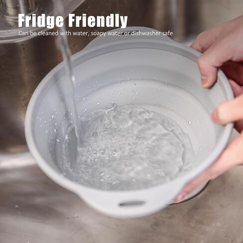 Collapsible Silicone Bowl Large Capacity 2600ml(88floz) - BPA Free, Heat Resistant(-40°F to 400°F), Non-Slip for Family Meals Soup Bowls, Camping & RV Kitchen(Grey) in Saudi Arabia