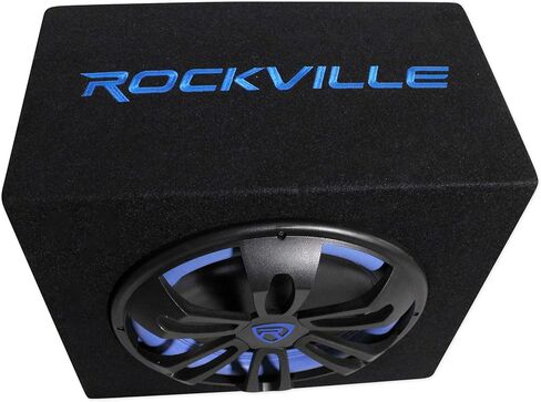 Rockville RVB12.1A Bundle: 12 in 500-Watt Peak / 300-Watt RMS Active Powered Car Subwoofer Enclosure, RWK10 10-Gauge Amplifier Wiring Installation Kit, 2-Items in Saudi Arabia