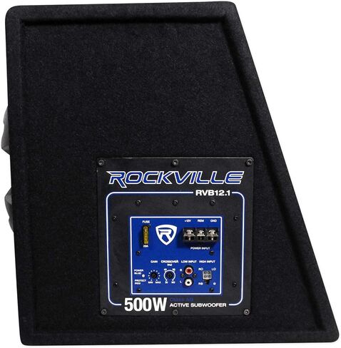 Rockville RVB12.1A Bundle: 12 in 500-Watt Peak / 300-Watt RMS Active Powered Car Subwoofer Enclosure, RWK10 10-Gauge Amplifier Wiring Installation Kit, 2-Items in Saudi Arabia