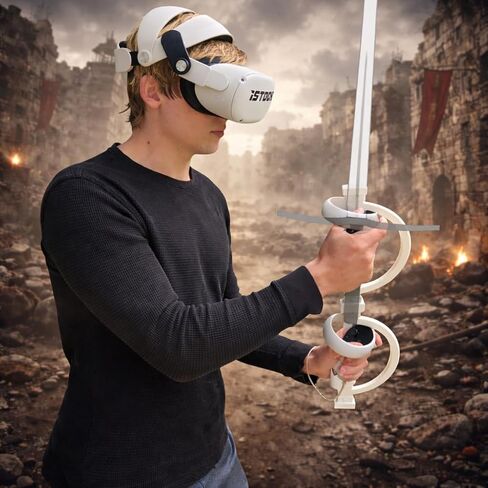 ARC VR Two Handed Sword for Meta Quest 3/Quest 2/Quest 3S Immersive Accessories for Blade & Sorcery and Dungeons of Eternity VR Sword Fighting Games (White) in Saudi Arabia