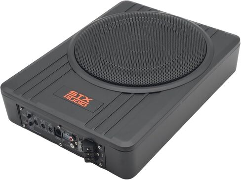 STX Audio STX1500US - مضخم صوت مضخم بقدرة 1500 وات 10 بوصة مع مضخم صوت مدمج، مرشح تمرير منخفض قابل للتعديل، تحكم في تعزيز الجهير - حل صوتي مدمج للسيارة in Kuwait