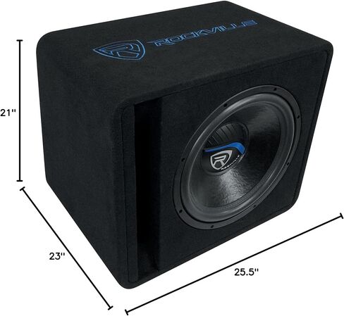 Rockville VS15K51 Bundle: 15 in 2000-Watt Car Subwoofer in Vented Enclosure 1-Ohm, Krypton-M1 2000-Watt Mono Car Amplifier with Wired Level Control, RWK41 4-Gauge Complete Amp Wiring Kit, 3-Items in Saudi Arabia