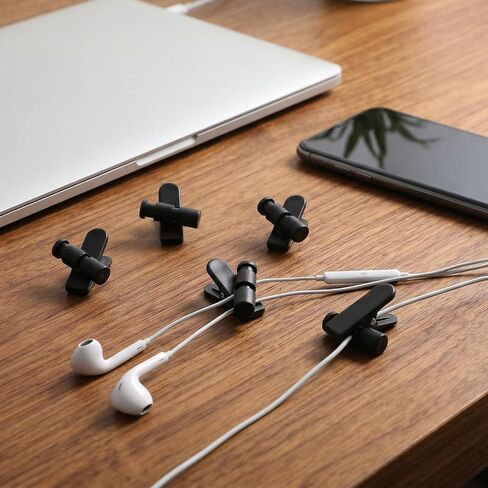 6 Pack Headphone Wire Clips, Rotatable Wire Clips Cable Cord Clamp Hooks Collar Clothing Clip Earphone Winder Earbud Cable Clip Clamp Hooks to Keep Microphone Cord for 2-4mmDiameter Round in Saudi Arabia