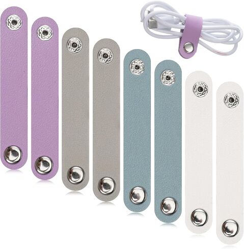 8 Pcs Leather Cord Organizer, Multipurpose Cable Straps Reusable PU Cable Ties Portable Cord Winder Keepers for Wire Ties Charging Cords Power Cords in Saudi Arabia