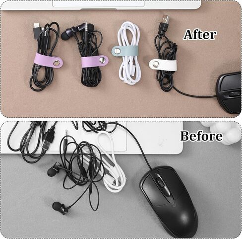8 Pcs Leather Cord Organizer, Multipurpose Cable Straps Reusable PU Cable Ties Portable Cord Winder Keepers for Wire Ties Charging Cords Power Cords in Saudi Arabia