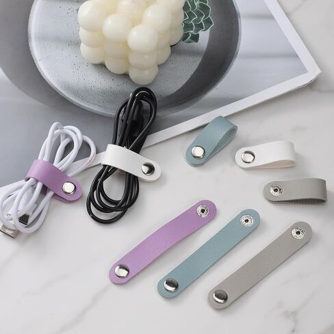 8 Pcs Leather Cord Organizer, Multipurpose Cable Straps Reusable PU Cable Ties Portable Cord Winder Keepers for Wire Ties Charging Cords Power Cords in Saudi Arabia