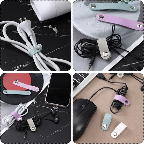 8 Pcs Leather Cord Organizer, Multipurpose Cable Straps Reusable PU Cable Ties Portable Cord Winder Keepers for Wire Ties Charging Cords Power Cords in Saudi Arabia