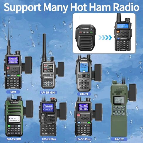 ABBREE Ham Radio Wireless Handheld Waterproof Float Speaker Mic, 2 Pin Shoulder Microphone For Baofeng 5RM,UV-5R Mini,BF-F8HP PRO,AR-152,K5PLUS,GM-15Pro,UV-5G Plus UV-32 GM21 Walkie Talkie Accessories in Saudi Arabia