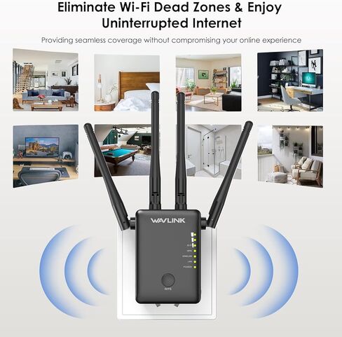 WAVLINK AC1200 WiFi Extender with 4 High Gain Antennas, Dual Band 5GHz/2.4GHz WiFi Extender Signal Booster for Home, Supports Access Point/Repeater/Router Modes in Saudi Arabia