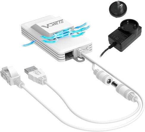 VONETS VAP11AC 2.4GHz+5GHz Dual Band AC1200 Wireless Bridge Repeater Mini Router WiFi to RJ45 Ethernet Adapter WiFi Hotspot Signal Extender with Smart Cooling Fan, 12V/1A Power Supply Included in Saudi Arabia
