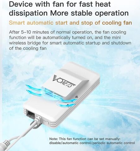 VONETS VAP11AC 2.4GHz+5GHz Dual Band AC1200 Wireless Bridge Repeater Mini Router WiFi to RJ45 Ethernet Adapter WiFi Hotspot Signal Extender with Smart Cooling Fan, 12V/1A Power Supply Included in Saudi Arabia