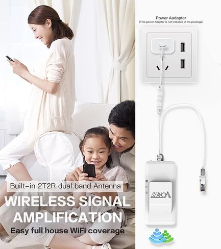 VONETS VAP11AC 2.4GHz+5GHz Dual Band AC1200 Wireless Bridge Repeater Mini Router WiFi to RJ45 Ethernet Adapter WiFi Hotspot Signal Extender with Smart Cooling Fan, 12V/1A Power Supply Included in Saudi Arabia