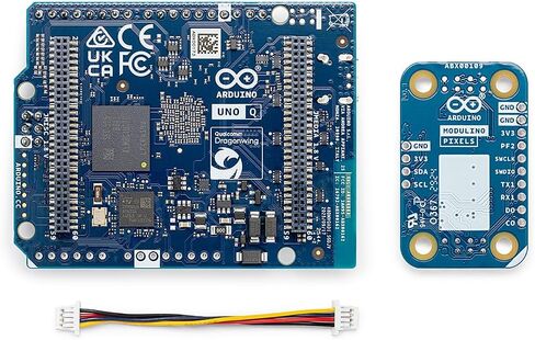Arduino UNO Q 4GB + Modulino Pixels — Plug‑and‑Play RGB LED Display Module Bundle for AI, IoT, Robotics & Prototyping | Linux + Arduino | No‑Solder Modular Expansion in Saudi Arabia