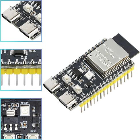 3 قطعة مجلس التنمية ESP32-C5 | RISC-V ثنائي النواة ثنائي النطاق Wi-Fi 6 وBluetooth 5، Thread & Zigbee، مع فلاش 4 ميجابايت 32Pin Type-C & CH340، ESP32-C5 Devkit لـ Arduino in Kuwait