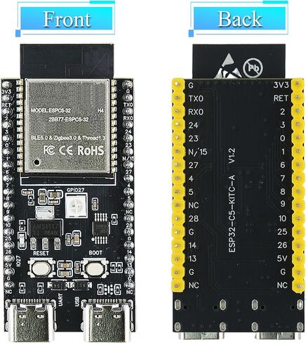 3 قطعة مجلس التنمية ESP32-C5 | RISC-V ثنائي النواة ثنائي النطاق Wi-Fi 6 وBluetooth 5، Thread & Zigbee، مع فلاش 4 ميجابايت 32Pin Type-C & CH340، ESP32-C5 Devkit لـ Arduino in Kuwait