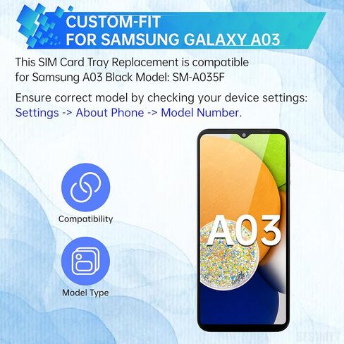 for Samsung Galaxy A03 Sim Card Tray Replacement (Single SIM Version) Black Card Tray Slot Holder Bracket Adapter with Needle Ejector for A03 SM-A035F in Saudi Arabia