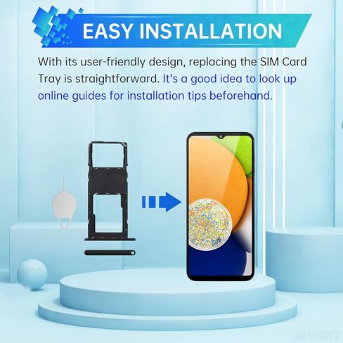 for Samsung Galaxy A03 Sim Card Tray Replacement (Single SIM Version) Black Card Tray Slot Holder Bracket Adapter with Needle Ejector for A03 SM-A035F in Saudi Arabia