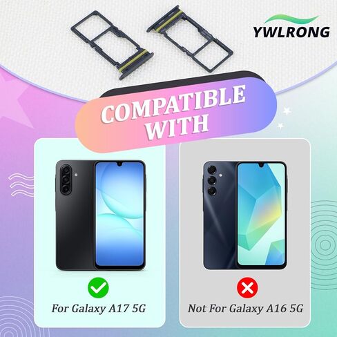 2PCS SIM Card Tray for Samsung Galaxy A17 5G A176U SIM Card Slot Holder Replacement for Samsung Galaxy A17 5G with Open Eject Pin（Black） in Saudi Arabia