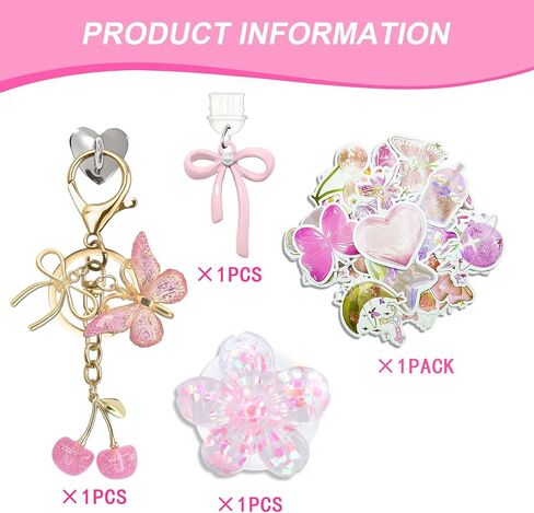 Cute Charms Set for Phone,Grip Holder,Dust Plug Charm Type C/USB C,Charms Compatible for Phone,Kindle for Women. in Kuwait