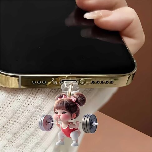 Chubby Girl Lifting Dust Plug Acrylic Charms for electronic products,Type-C Charging Port Dust Plugs Pendant Compatible with E-Reader Phone Tablet, Gift for Christmas, Birthday, Anniversary Day in Saudi Arabia