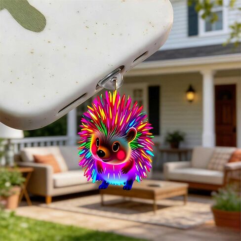 Neon Rainbow Hedgehog Dust Plug Acrylic Charms for electronic products,Type-C Charging Port Dust Plugs Pendant Compatible with E-Reader Phone Tablet, Gift for Christmas, Birthday, Anniversary Day in Saudi Arabia