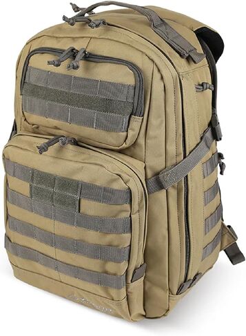 Yukon Outfitters Alpha Backpack - EDC Hiking Outdoor Ergonomic Durable 600D Polyester Pack with Multiple Storage Options - Two Tone Coyote/Foliage in Saudi Arabia